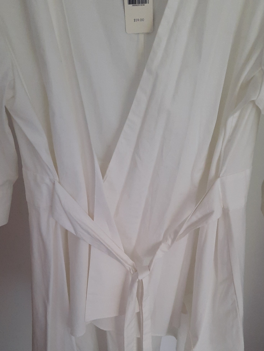 Love & Legend NWT 1X White Draped Tie-Front Tunic Shirt - Picture 3 of 9